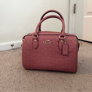 Coach Pink Signature Leather Rowan Satchel